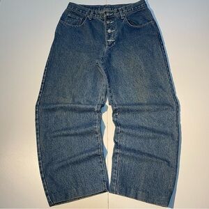 BeBop Men's Relaxed Dark Blue Button-Fly Jeans